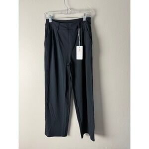 FireSwan Womens High Waisted Wide Leg Dress Pants Black Pleated Trousers Small